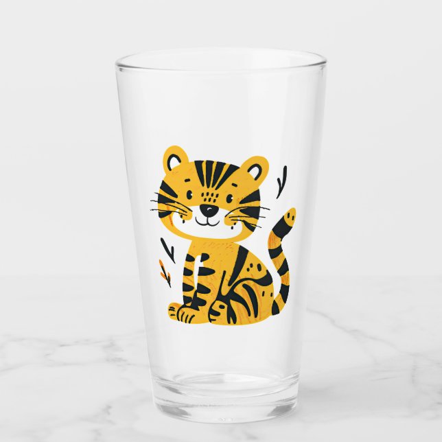 Dekoration för tiger för tecknad glaskopp (Framsida)
