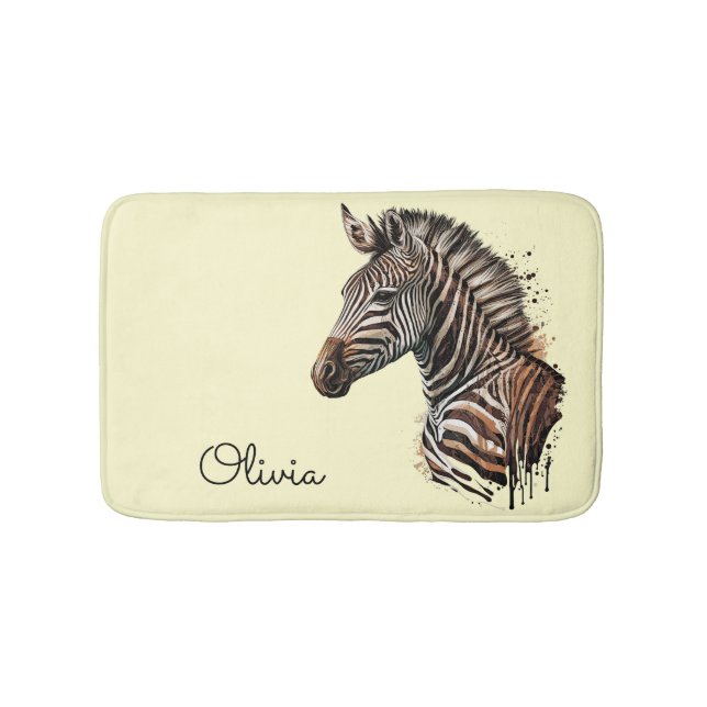 Dekoration för vattenfärgszebra-huvud badrumsmatta (Framsidan)