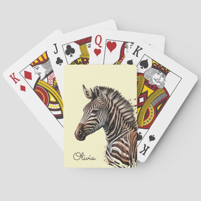 Dekoration för vattenfärgszebra-huvud casinokort (Baksidan)