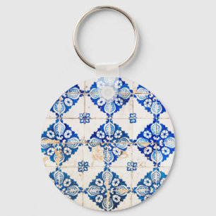 dekoration gammala portugal för mosaiklisbon blå nyckelring