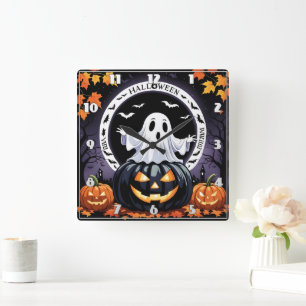 Dekoration på en Halloween-kväll Fyrkantig Klocka
