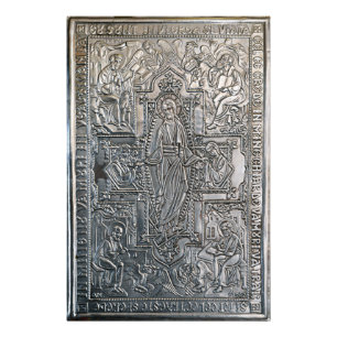 dekoration vid silver ortodoxa religiösa bok metal fototryck