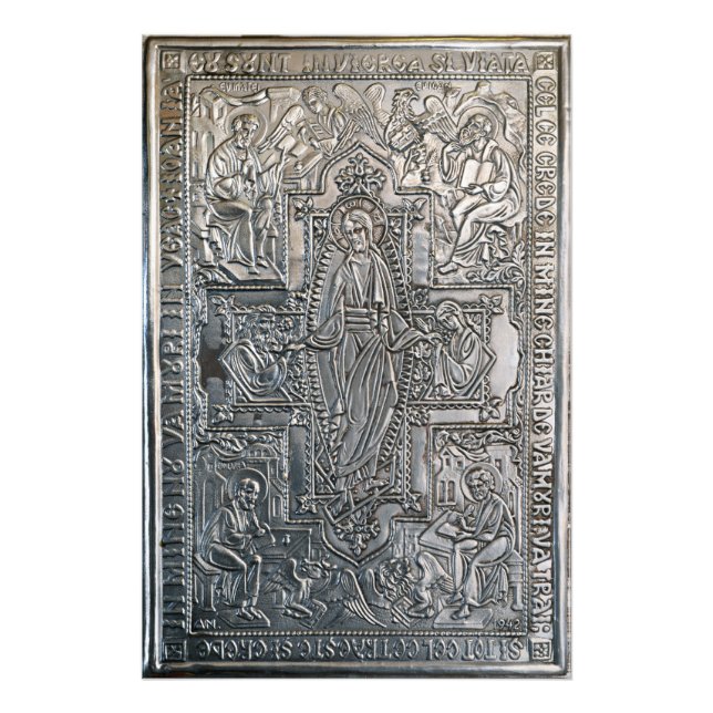 dekoration vid silver ortodoxa religiösa bok metal fototryck (Framsidan)