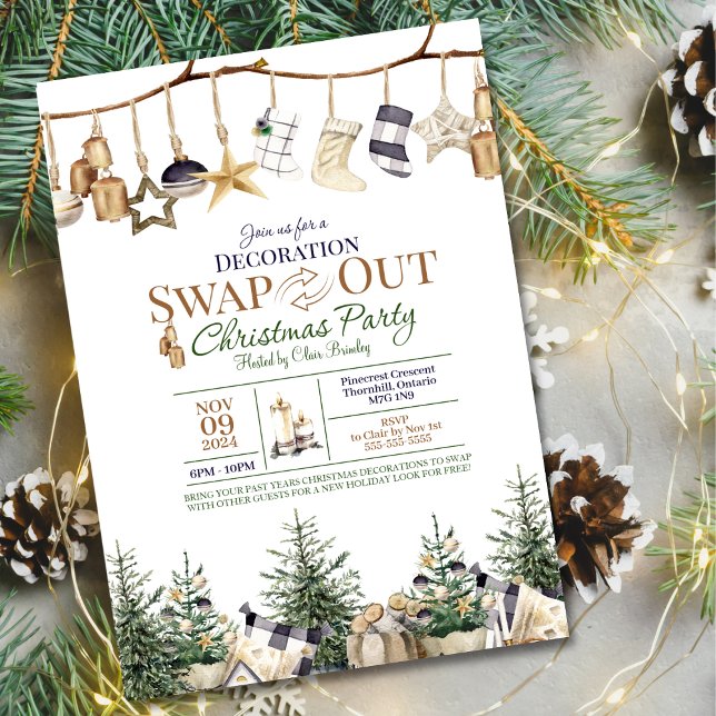 Dekorationen byter ut inbjudan till julfest (Host a Decoration Swap Out party for cost-savings and a new holiday look for the season)