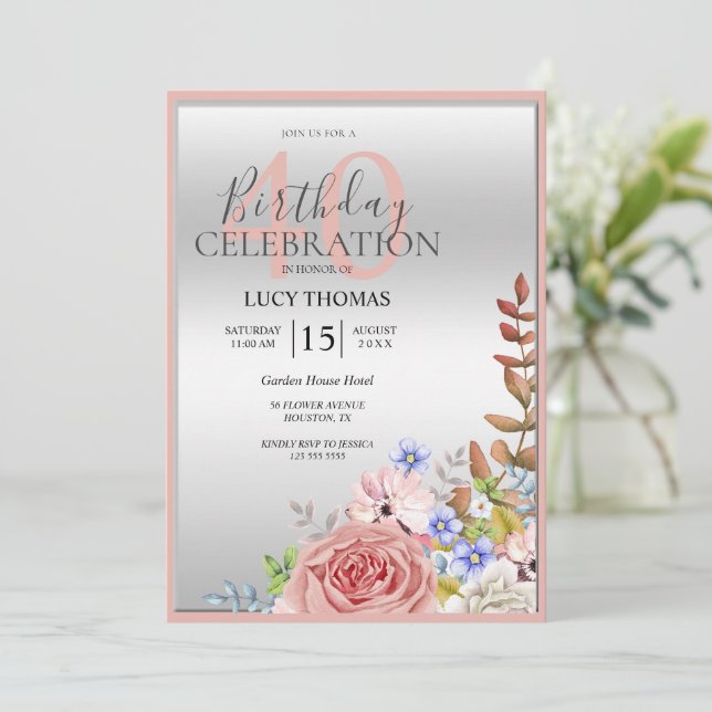 Dekorationen Classy Flower Corner Inbjudningar (Stående Fram)