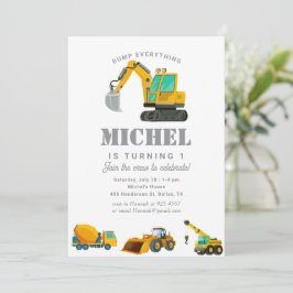 Dekorationen Construction Lastbil Födelsedagsfest Inbjudningar