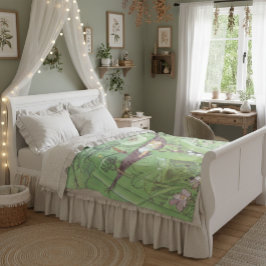 Dekorationen Grönt Girls-rum för vintage Illustrat Fleecefilt