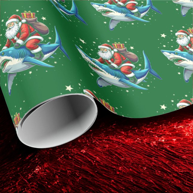 Dekorationen Party i  för det vackra Santa Shark Presentpapper (Skapare uppladdad)