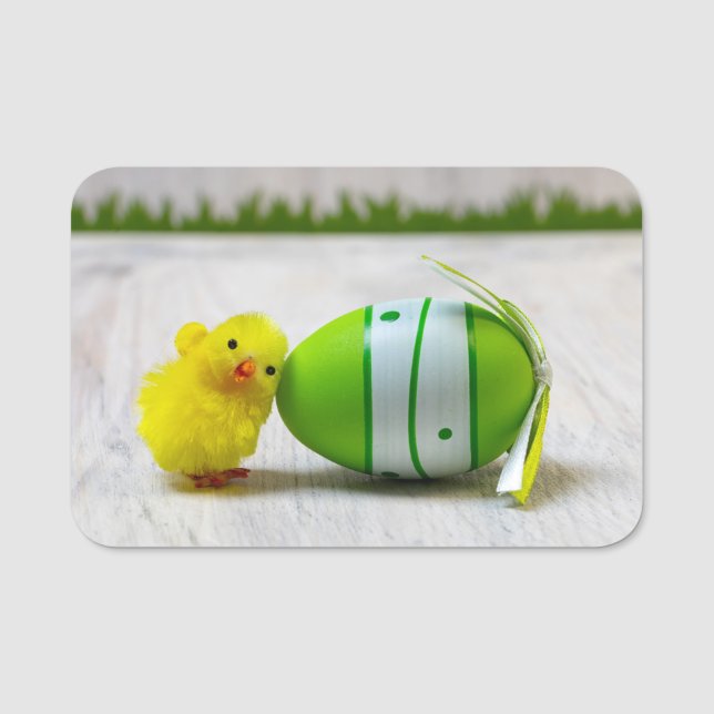 Dekorationen påsk - Påskägg och chick Namnbricka (Framsida)