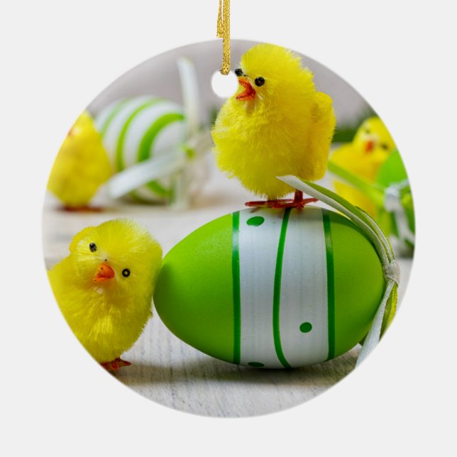 Dekorationen påsk - Påskägg och chickar Julgransprydnad Keramik (Baksidan)