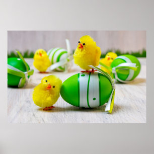 Dekorationen påsk - Påskägg och chickar Poster