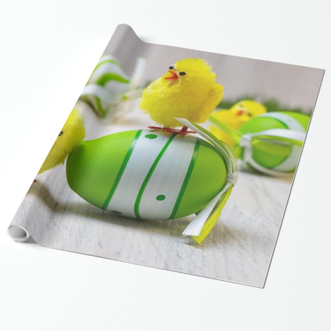 Dekorationen Påsk - Påskägg och chickar Presentpapper (Utrullad)