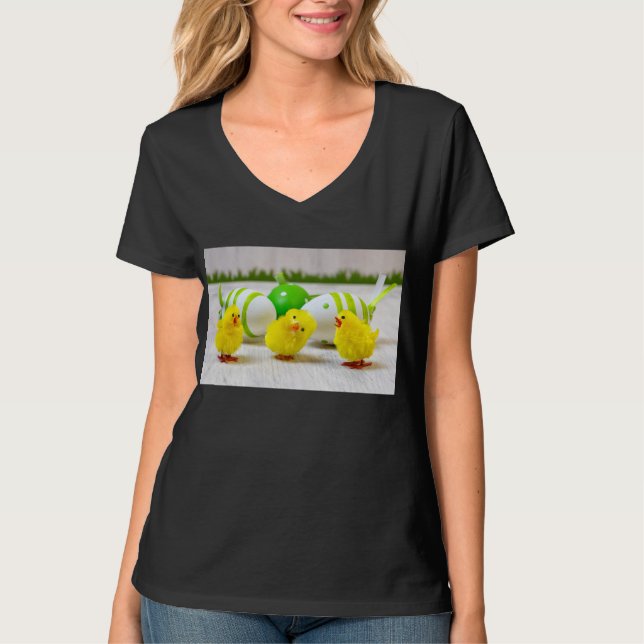 Dekorationen påsk - Påskägg och chickar T Shirt (Framsida)
