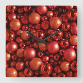 Dekorationen Red Baubles Fyrkantig Klocka