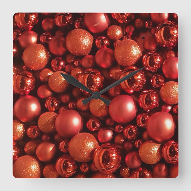 Dekorationen Red Baubles Fyrkantig Klocka (Framsida)