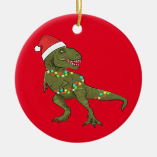 Dekorationen Santa T-Rex Dinosaur jul Julafton Julgransprydnad Keramik
