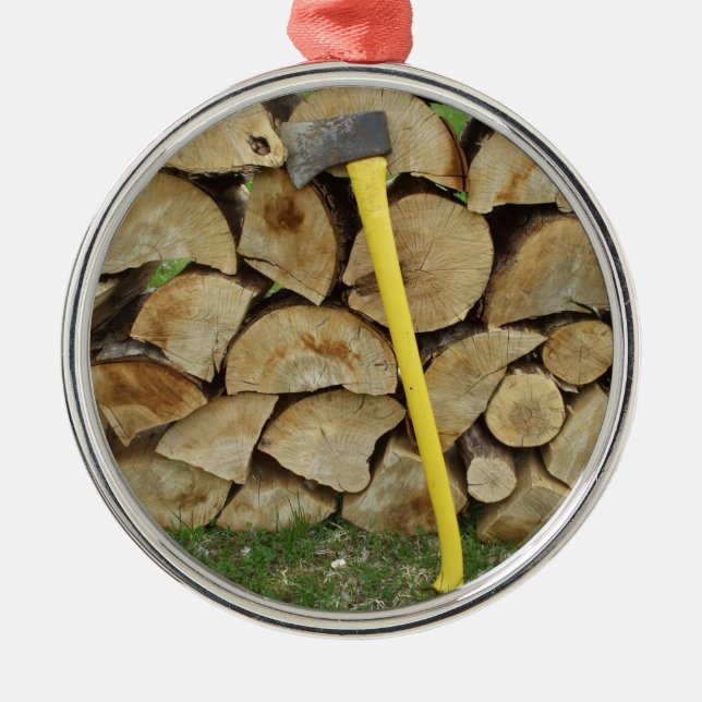 Dekorationen Träpaj och Ax Julgransprydnad Metall (Framsidan)