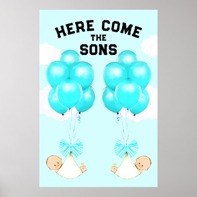 Dekorationen Tvillingbojor för babyskor Poster (Framsidan)