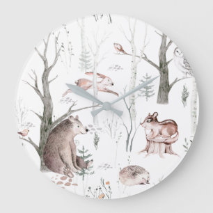 Dekorationen Watercolor Forest Friends Nursery Stor Klocka