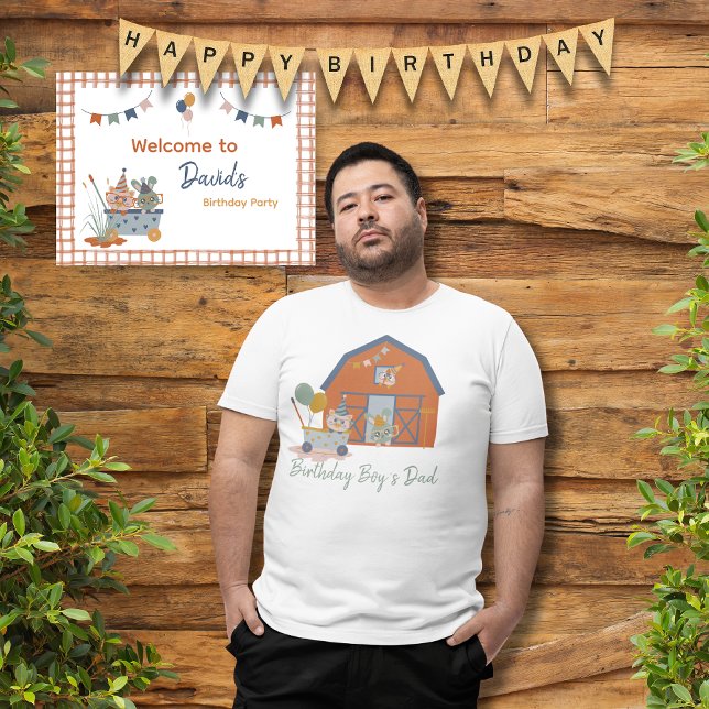 Dekorationer från djur med födelsedagsungar Party T Shirt (Farm Animal Birthday Barnyard Bash Birthday Boy's Dad Shirt)