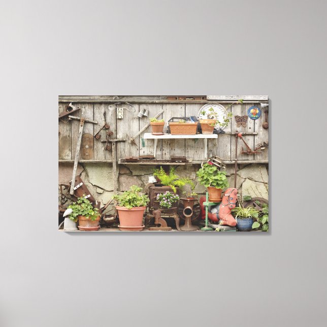 Dekorationer på trästängslet, Catalina Island. Canvastryck (Framsida)