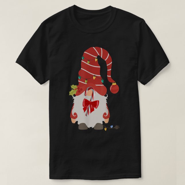 Dekorationerna Gnome, den vackra julen Candy cane  T Shirt (Design framsida)