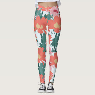 Dekorationsblommor för blommönster Teckning Elegan Leggings