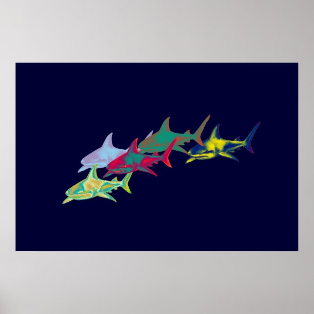 dekorationshajar tryckt poster (Framsidan)