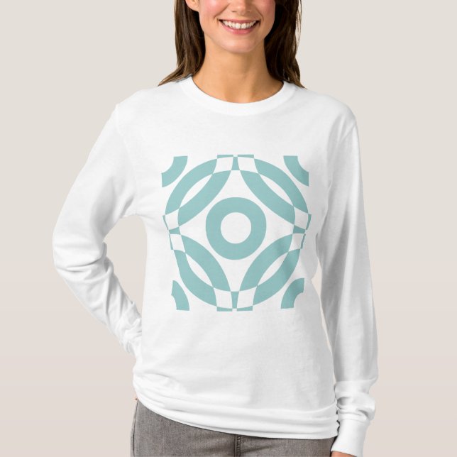 Dekorativ 02 - Ljust blå Grönt Tee Shirt (Framsida)