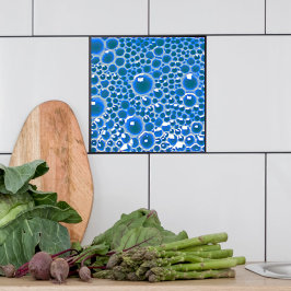 Dekorativ 4-tums bricka med bubblor i blå glans kakelplatta