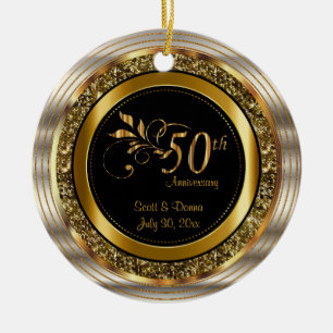 Dekorativ 50th guld- årsdag julgransprydnad keramik