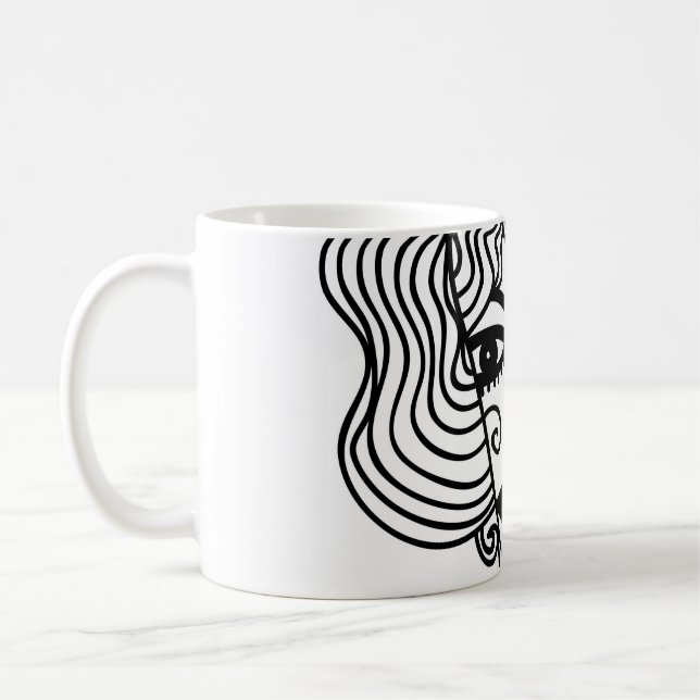 Dekorativ abstrakt flicka. Vintage illustrationsad Kaffemugg (Vänster)