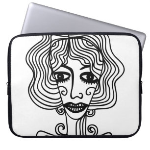 Dekorativ abstrakt flicka. Vintage illustrationsad Laptop Fodral