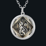 Dekorativ Abstrakt, svart klack Silverpläterat Halsband<br><div class="desc">Den vackra dekorativa Abstrakten Black Cat Necklace</div>