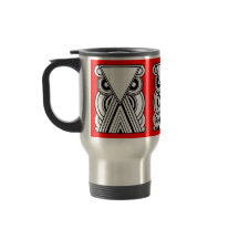 Dekorativ Abstrakt Uggla (svart, vitt och rött)