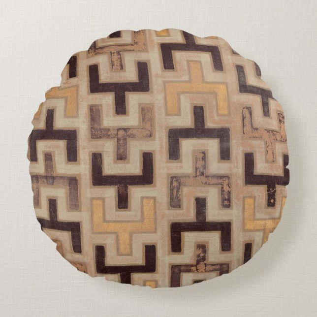 Dekorativ afrikansk mudcloth Mönster Rund Kudde (Framsidan)