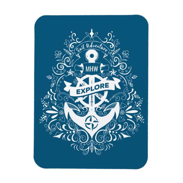Dekorativ anchor-anpassningsbar, monogrammagnet magnet (Vertikal)