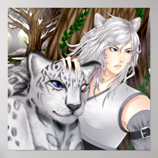 Dekorativ Anime snö leopard Poster