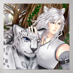 Dekorativ Animesnöleopard Poster