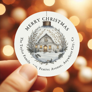 Dekorativ Bauble-Returadress Runt Klistermärke