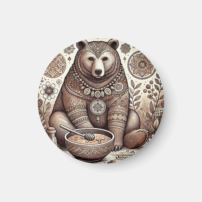 Dekorativ björnillustration magnet (Framsidan)