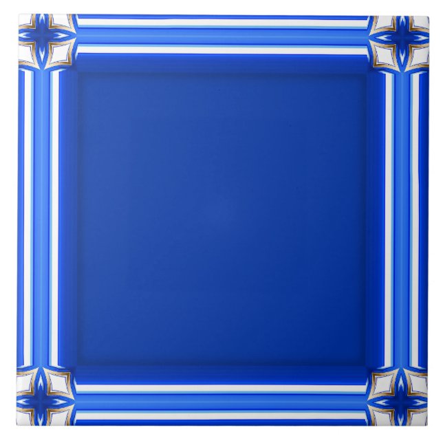 Dekorativ blå Ram Kakelplatta (Framsidan)