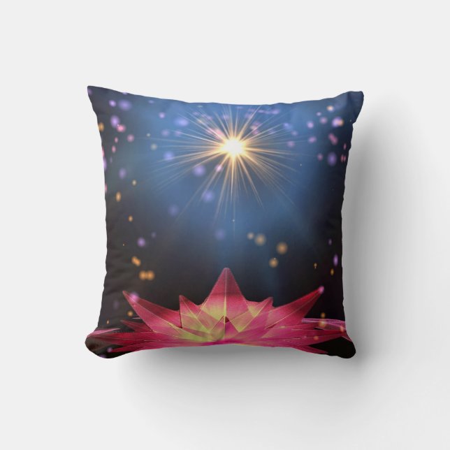 Dekorativ blå rosa lotus glitter falsk folie kudde (Framsida)