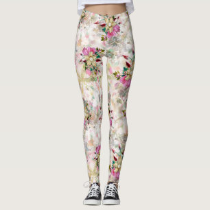 Dekorativ blomma, sömlös, med gult pärla leggings