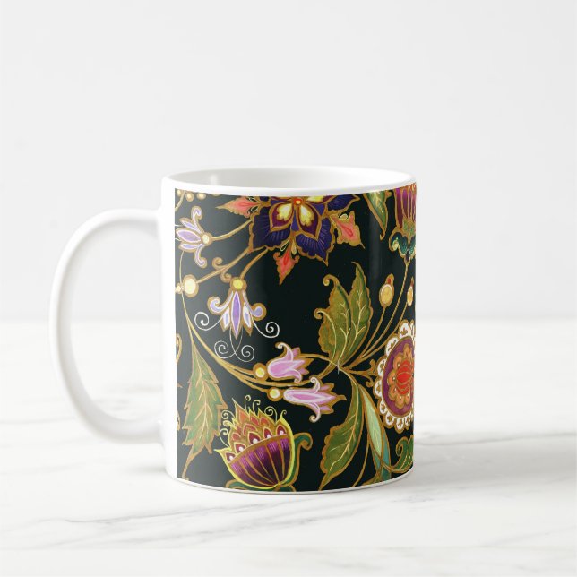 Dekorativ Blommigt: Akryl Golden Lila. Kaffemugg (Vänster)