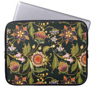 Dekorativ Blommigt: Akryl Golden Lila. Laptop Fodral