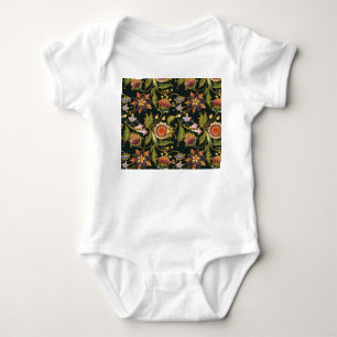 Dekorativ Blommigt: Akryl Golden Lila. T Shirt