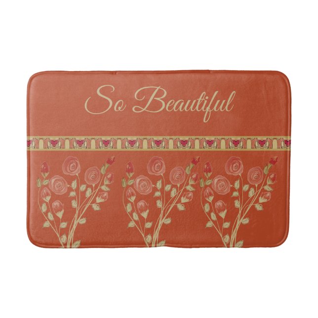 Dekorativ Blommigt aktiv Badrumsmatta (Framsidan)