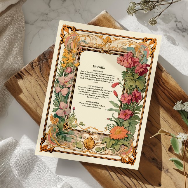Dekorativ Blommigt Art nouveau Bröllop Tilläggskort (Skapare uppladdad)