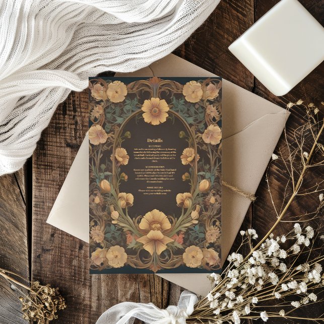 Dekorativ Blommigt Art nouveau Bröllop Tilläggskort (Skapare uppladdad)